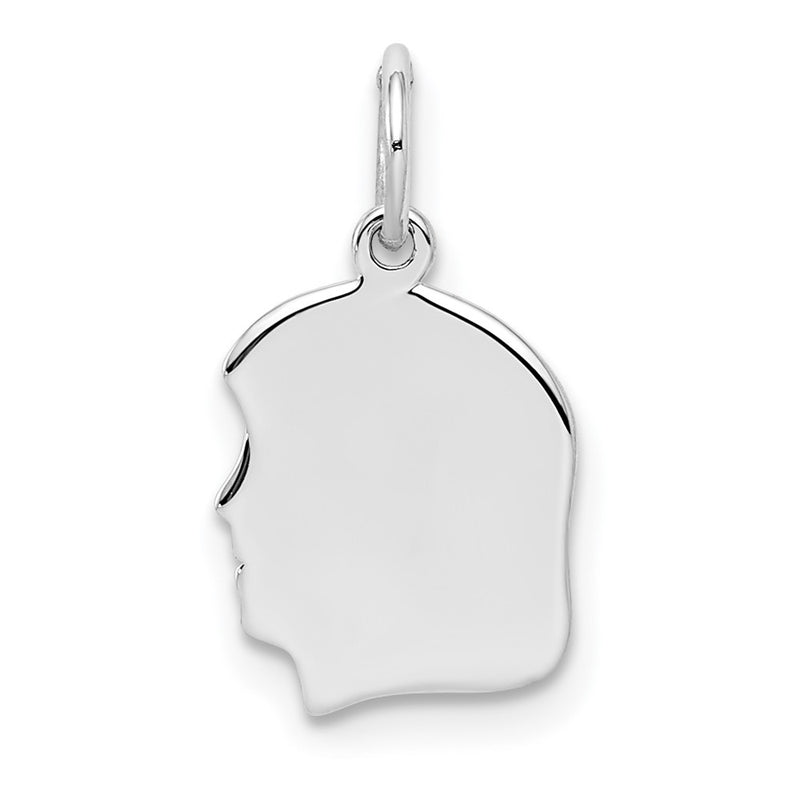Sterling Silver Sterl Rh-Plt Engraveable Girl Polished Front/Satin Back Disc Charm