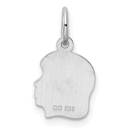 Sterling Silver Rh-Plt Engravable Girl Disc Charm Polish on Front/back
