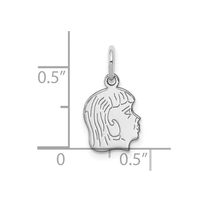 Sterling Silver Rh-Plt Engravable Girl Disc Charm Polish on Front/back
