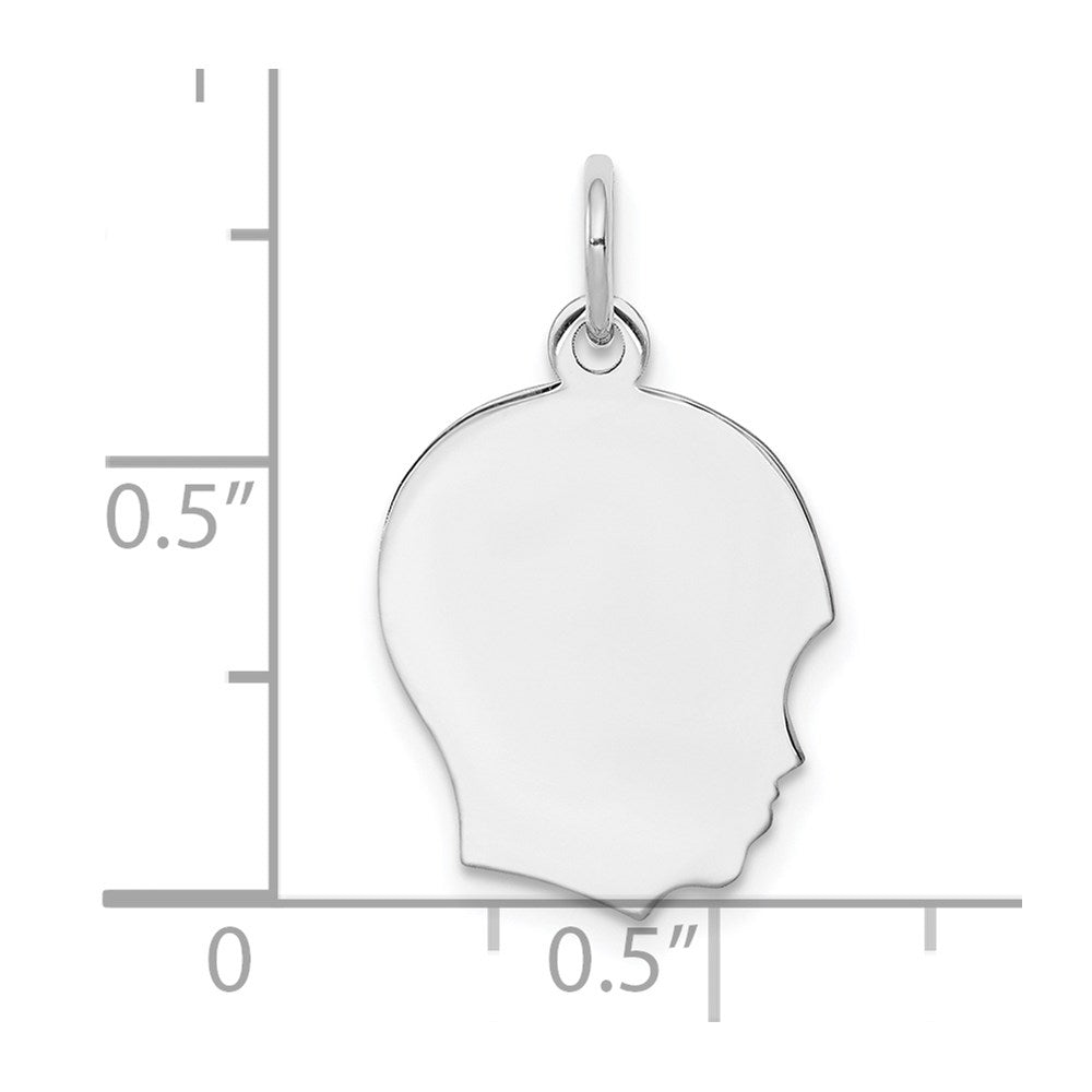 Sterling Silver Rh-Plt Engravable Boy Disc Charm Polish on Front/back