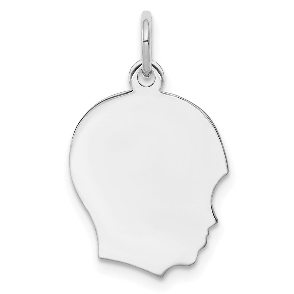 Sterling Silver Rh-Plt Engravable Boy Disc Charm Polish on Front/back