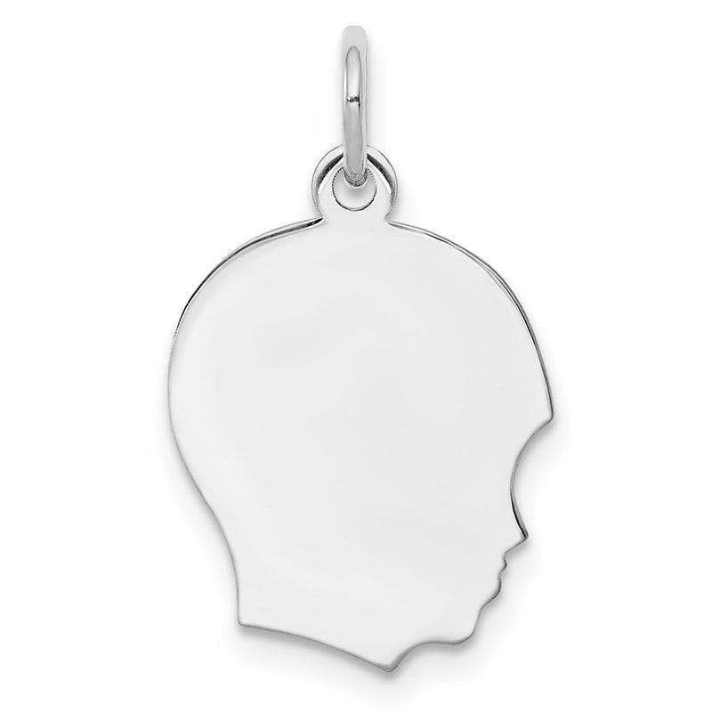Sterling Silver Rh-Plt Engravable Boy Disc Charm Polish on Front/back