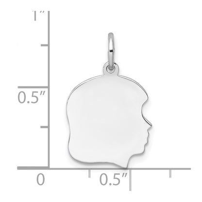 Sterling Silver Rh-Plt Engraveable Girl Disc Charm Polish On Front/Back