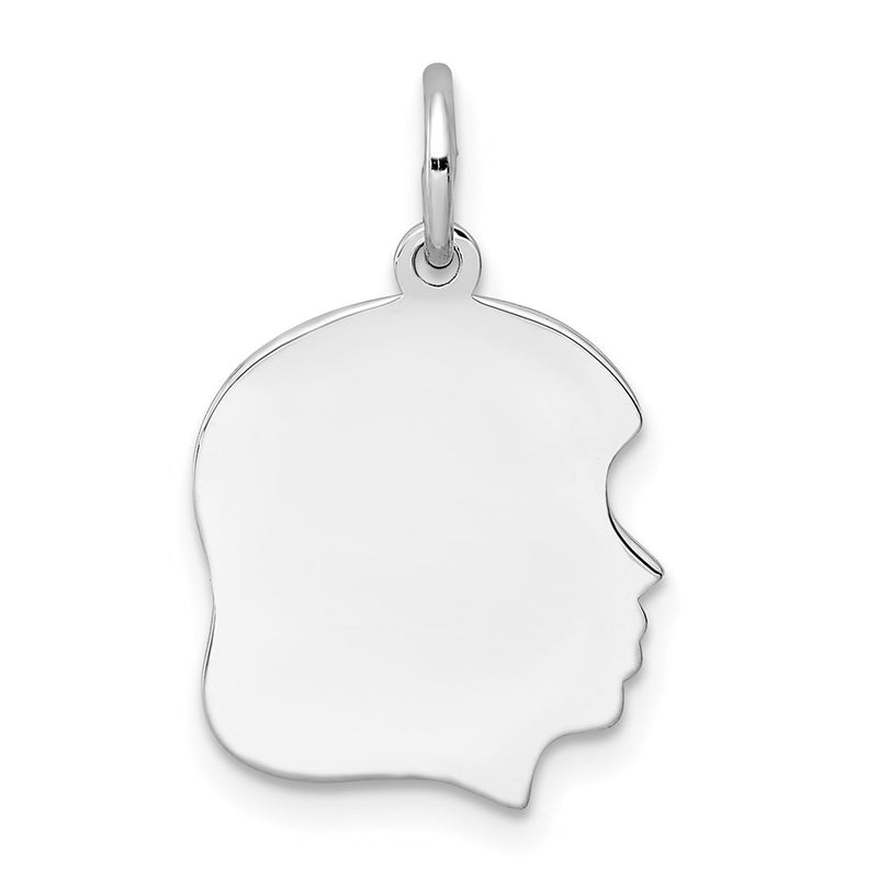 Sterling Silver Sterl Rh-Plt Engraveable Girl Polished Front/Satin Back Disc Charm