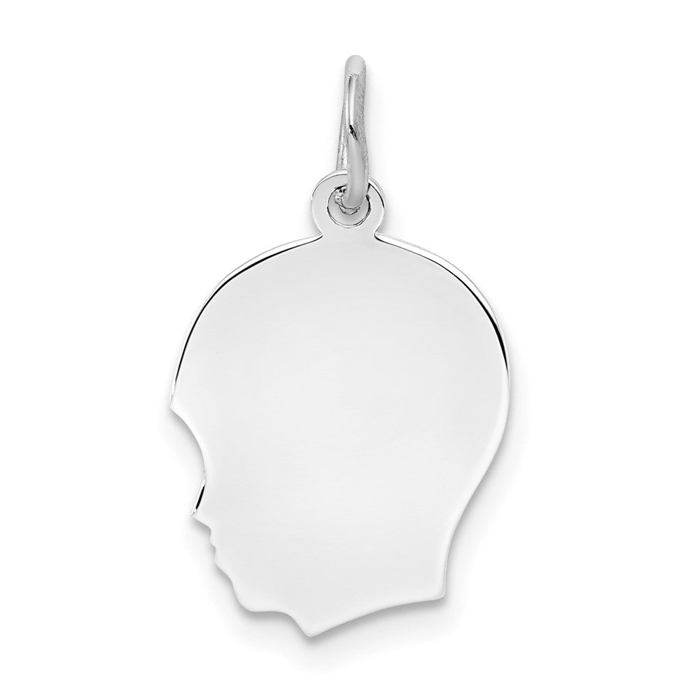 Sterling Silver Rh-Plt Engravable Boy Disc Charm Polish on Front/back