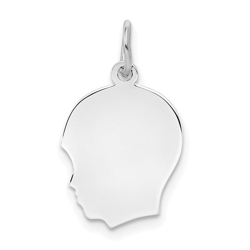 Sterling Silver Rh-Plt Engravable Boy Disc Charm Polish on Front/back