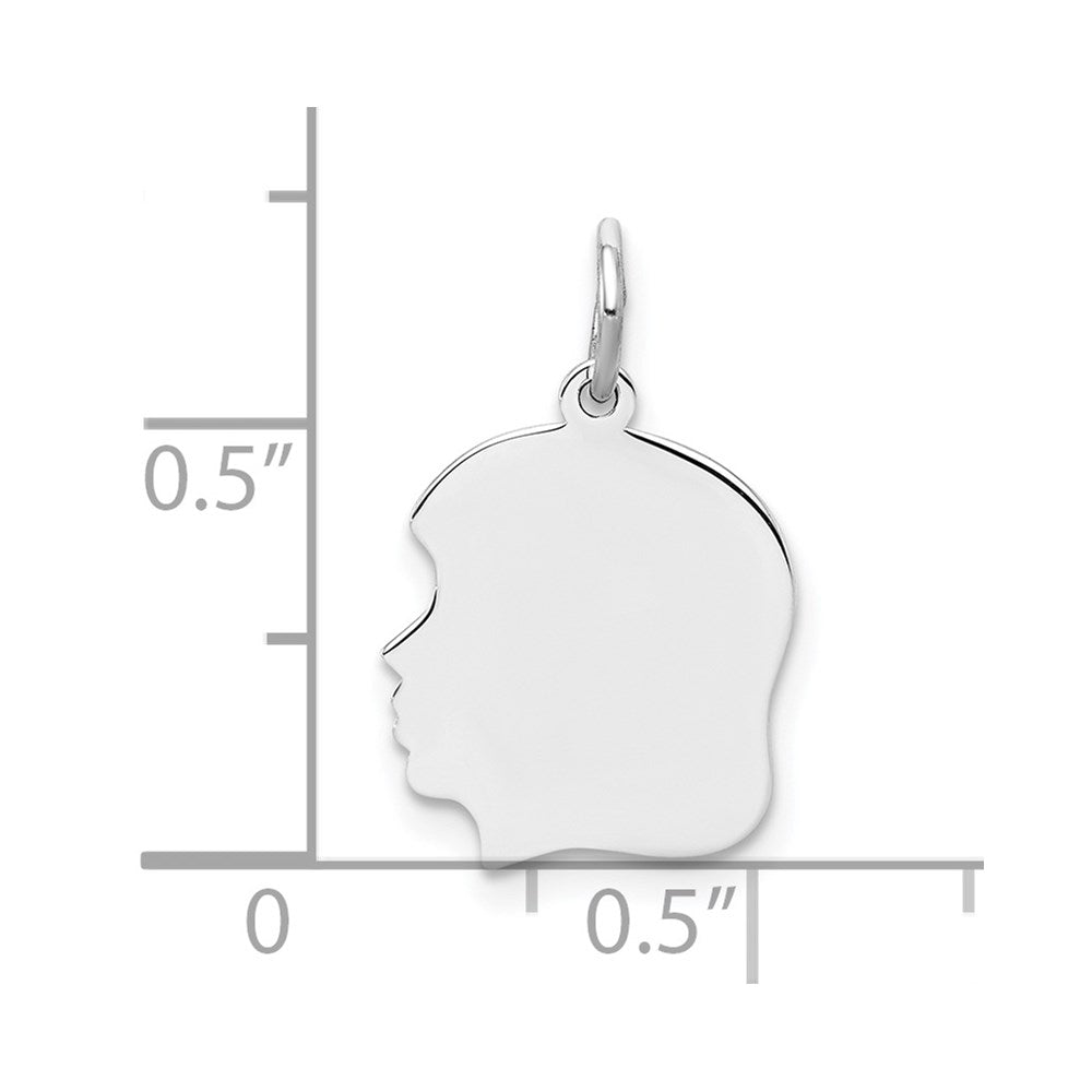 Sterling Silver Rh-Plt Engravable Girl Disc Charm Polish on Front/back