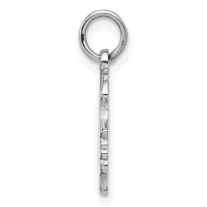 Sterling Silver Sterl Rh-Plt Engraveable Girl Polished Front/Satin Back Disc Charm