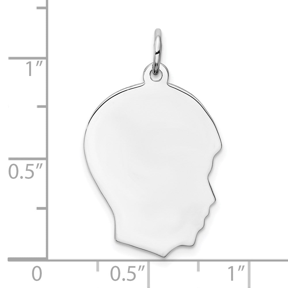 Sterling Silver Rhod-Plate Eng. Boy Polish Front/Satin Back Disc Charm