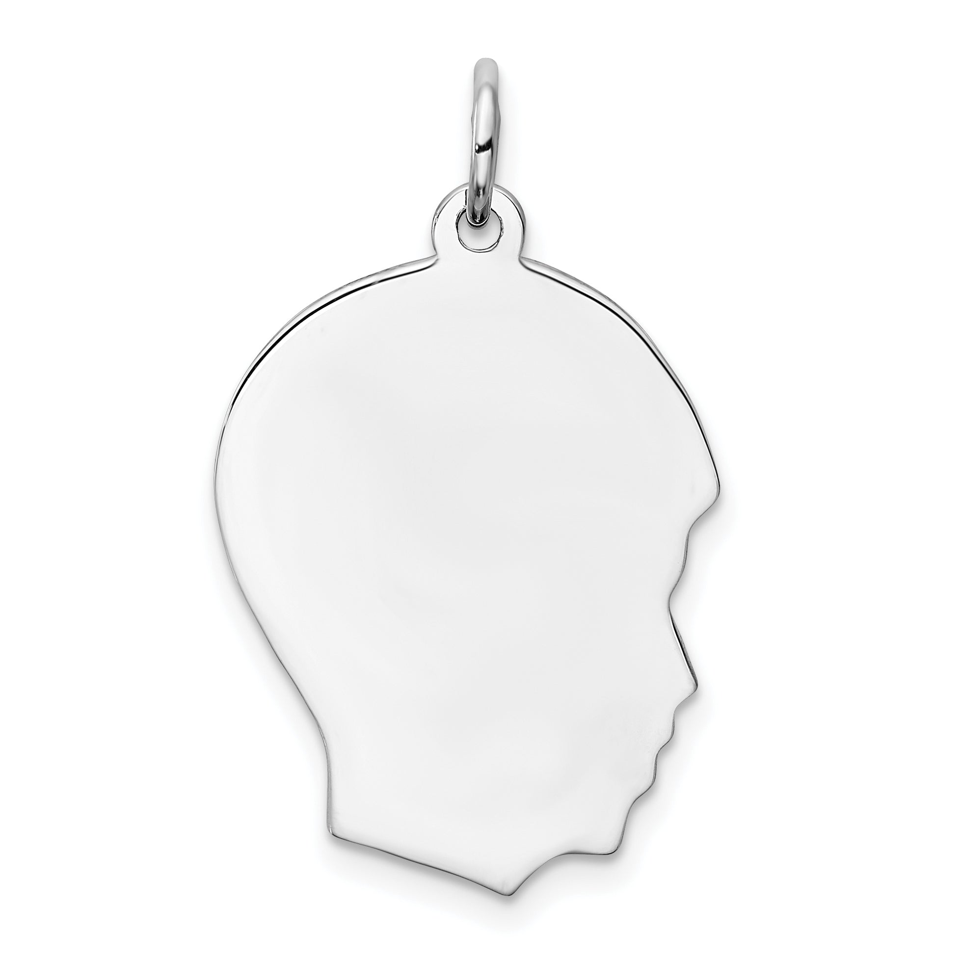 Sterling Silver Rhod-Plate Eng. Boy Polish Front/Satin Back Disc Charm