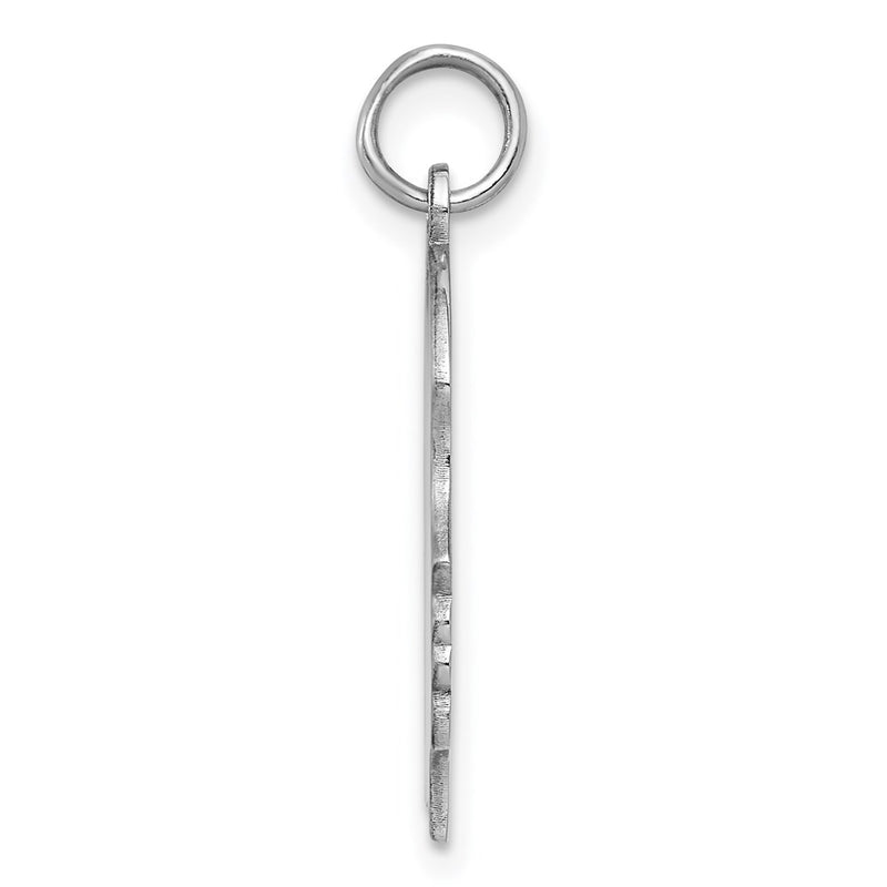 Sterling Silver Rhod-Plate Eng. Girl Disc Charm Polish on Front/back
