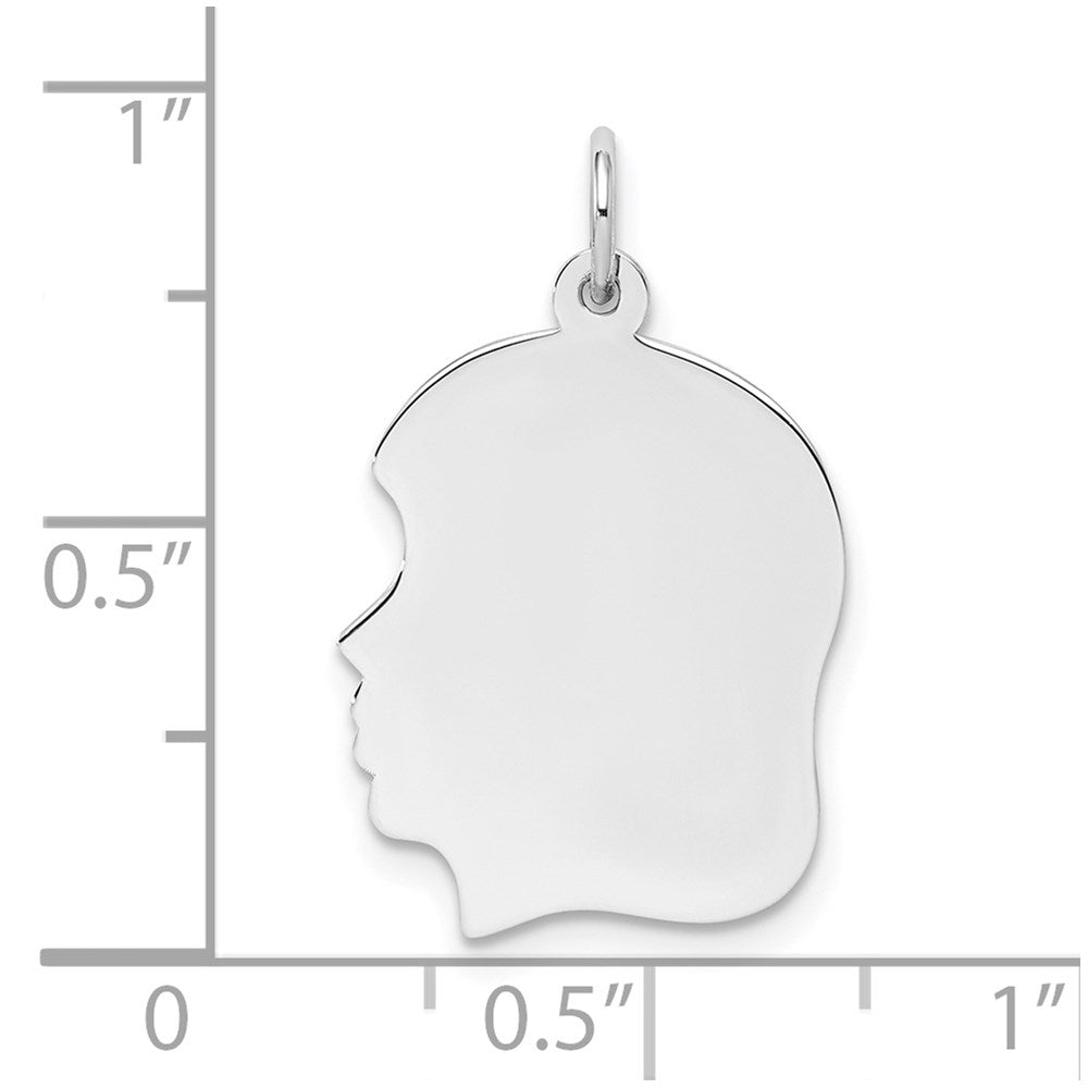 Sterling Silver Rhod-Plate Eng. Girl Disc Charm Polish on Front/back
