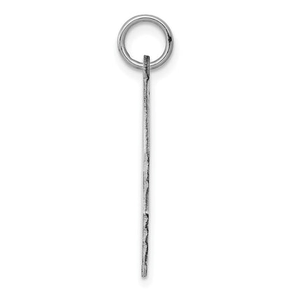 Sterling Silver Sterl Rh-Plt Engraveable Boy Polished Front/Satin Back Disc Charm