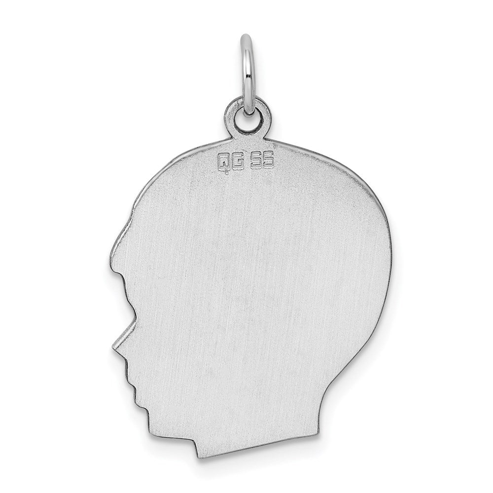 Sterling Silver Rh-Plt Engravable Boy Disc Charm Polish on Front/back