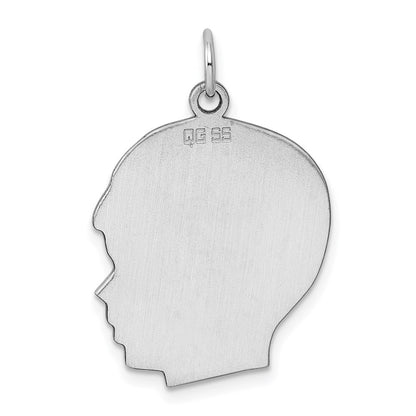 Sterling Silver Rh-Plt Engravable Boy Disc Charm Polish on Front/back