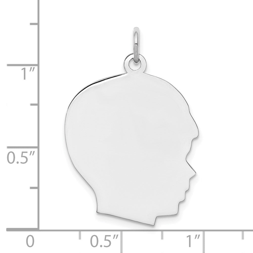 Sterling Silver Rh-Plt Engravable Boy Disc Charm Polish on Front/back