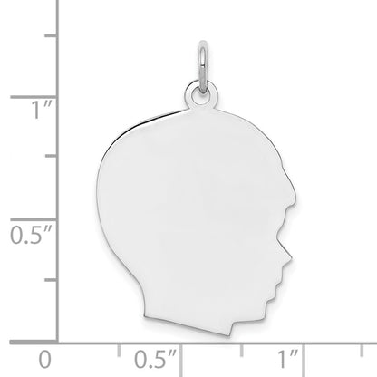Sterling Silver Rh-Plt Engravable Boy Disc Charm Polish on Front/back