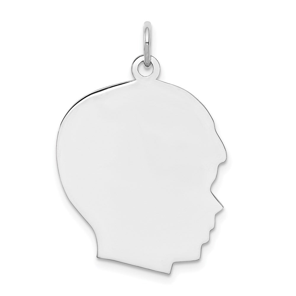 Sterling Silver Rh-Plt Engraveable Boy Disc Charm Polish On Front/Back