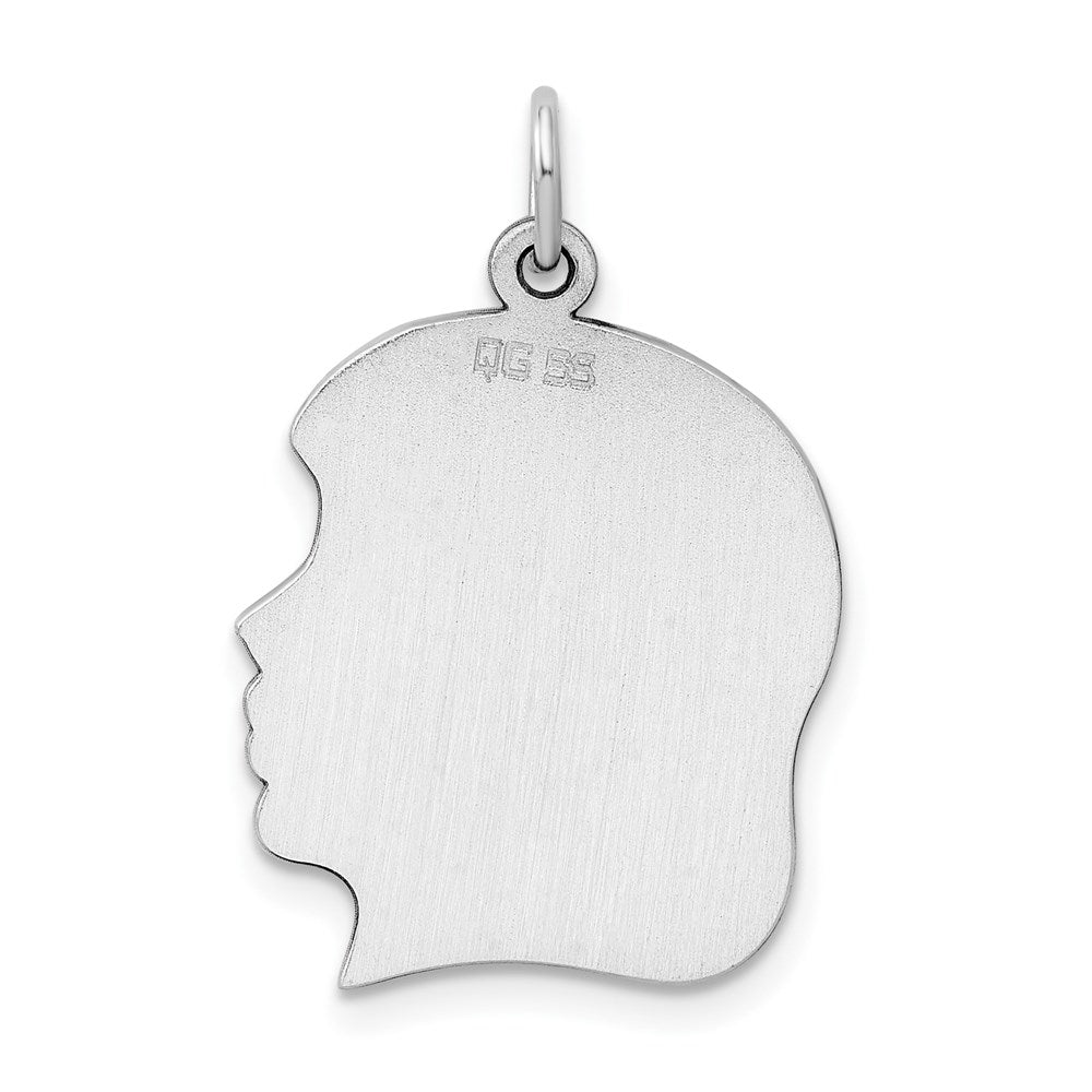 Sterling Silver Rh-Plt Engravable Girl Disc Charm Polish on Front/back