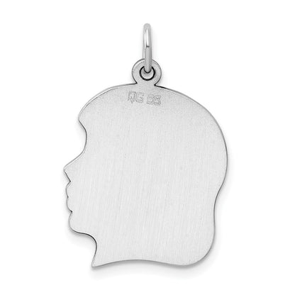 Sterling Silver Rh-Plt Engravable Girl Disc Charm Polish on Front/back