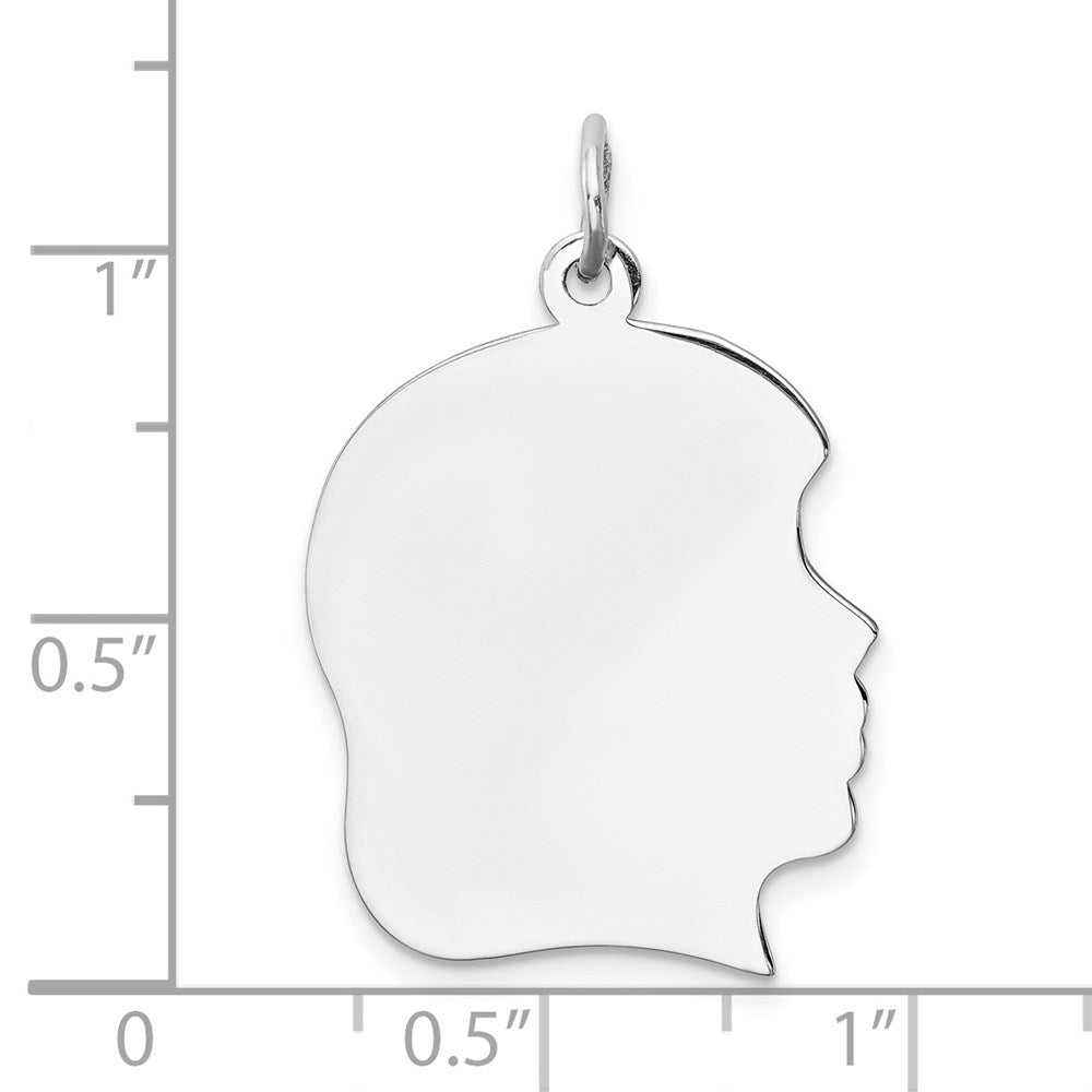 Sterling Silver Rh-Plt Engravable Girl Disc Charm Polish on Front/back