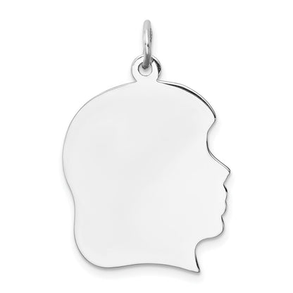 Sterling Silver Rh-Plt Engravable Girl Disc Charm Polish on Front/back