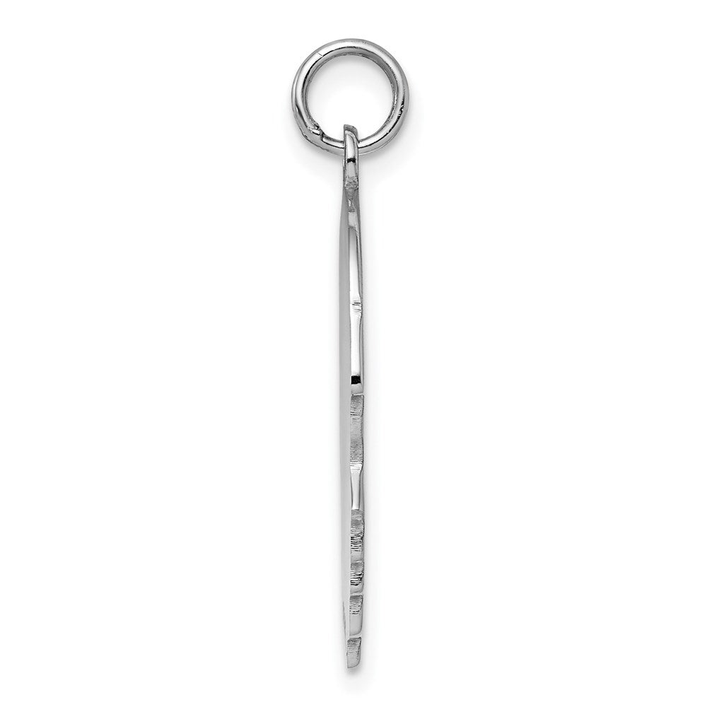 Sterling Silver Rhod-Plated Eng. Boy Polished Front/Satin Back Disc Charm