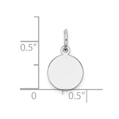 Sterling Silver Rh-Plt Engraveable Round Polished Front/back Disc Charm