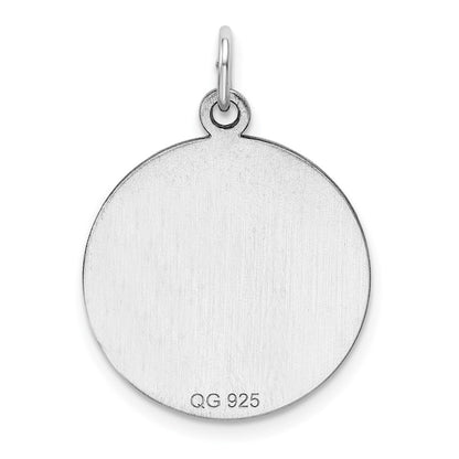Sterling Silver Rh-Plt Engraveable Round Polished Front/back Disc Charm