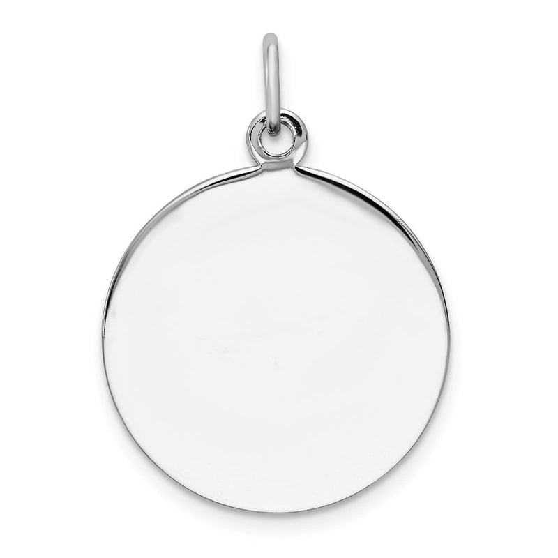 Sterling Silver Ss Rh-Plt Engraveable Round Polished Front/Satin Back Disc Charm