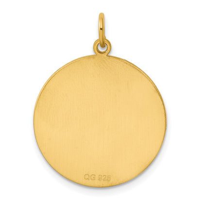 Ss/Gold Plated Sterling Silver Gp Engraveable Round Polished Disc Charm