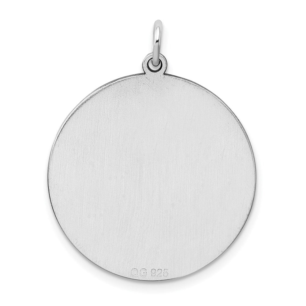 Sterling Silver Rhodium Plated Eng. Rnd Polish Front/back Disc Charm