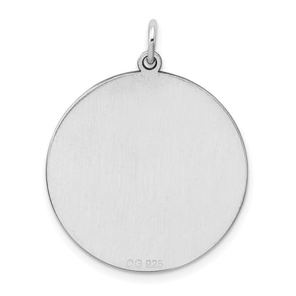 Sterling Silver Rhodium Plated Eng. Rnd Polish Front/back Disc Charm
