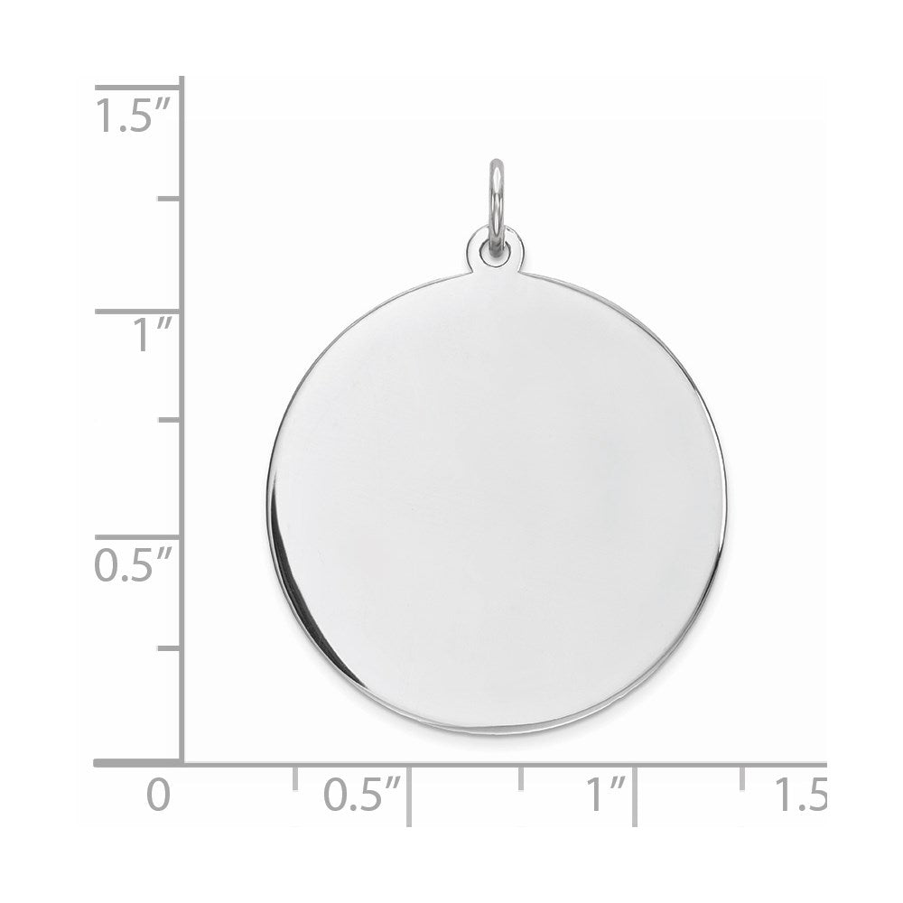 Sterling Silver Rhodium Plated Eng. Rnd Polish Front/back Disc Charm
