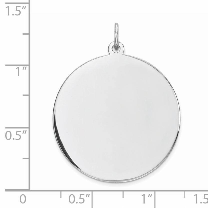 Sterling Silver Rhod-Plated Eng. Rnd Polish Front/Back Disc Charm