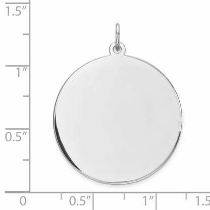 Sterling Silver Rhod-Plated Eng. Rnd Polish Front/Back Disc Charm