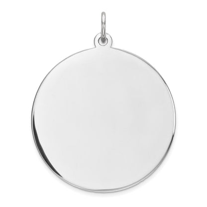 Sterling Silver Rhodium Plated Eng. Rnd Polish Front/back Disc Charm