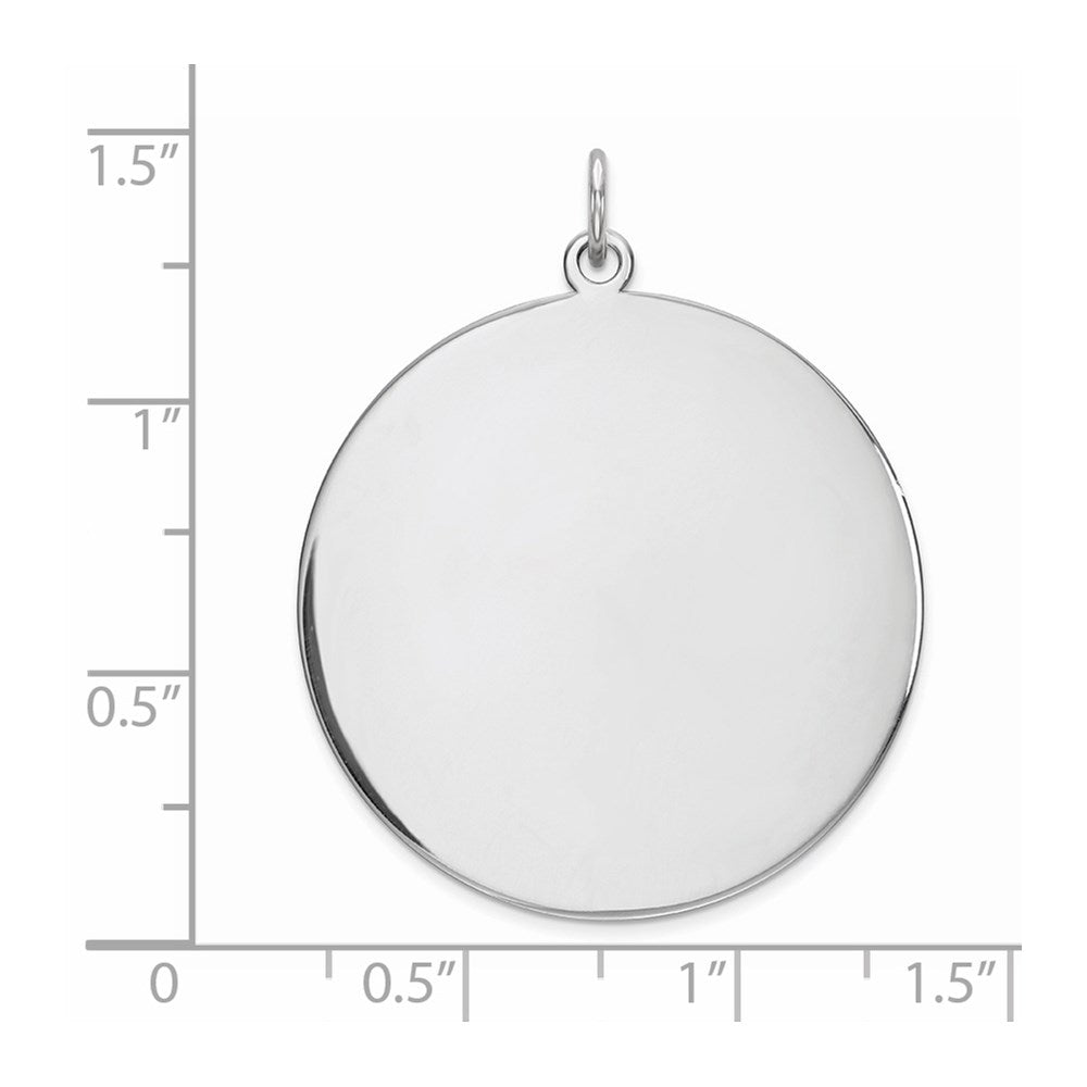 Sterling Silver Rhodium Plated Eng. Rnd Polish Front/back Disc Charm