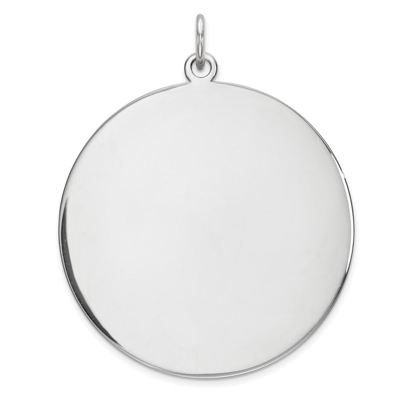 Sterling Silver Rhodium Plated Eng. Rnd Polish Front/back Disc Charm