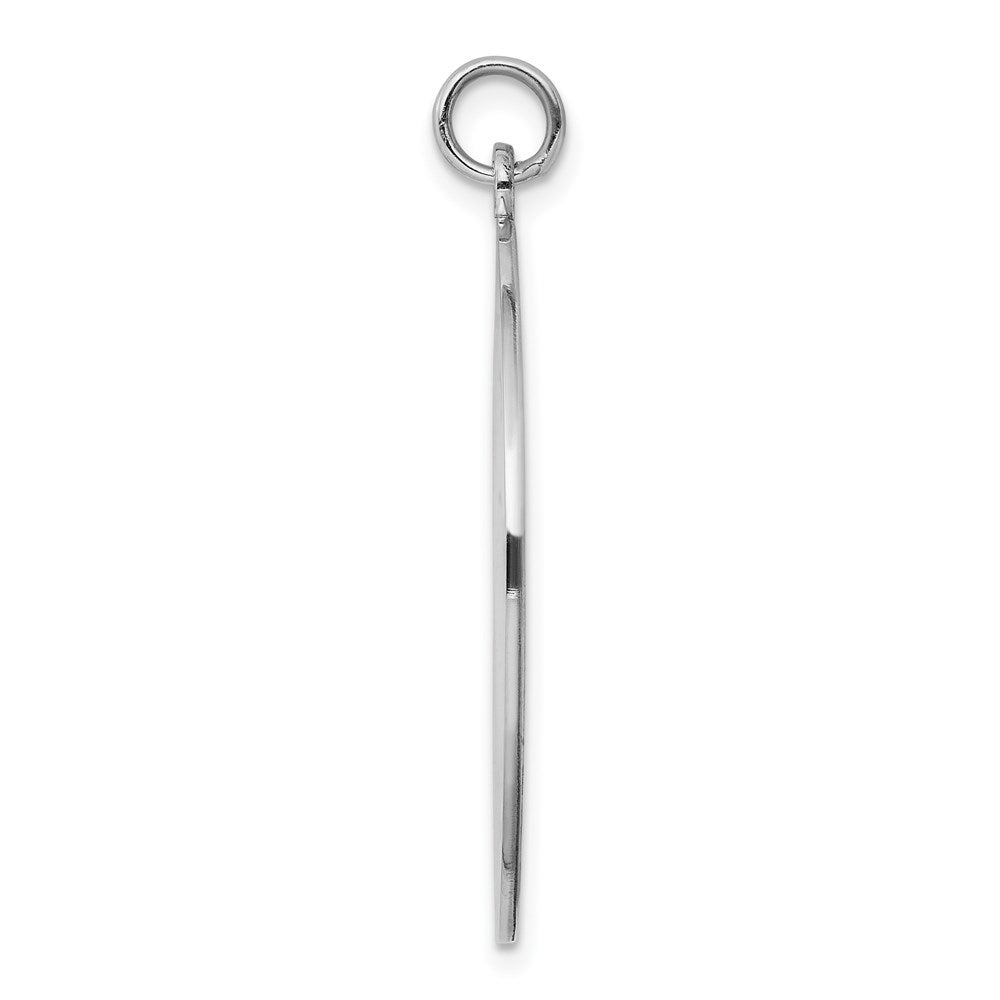 Sterling Silver Rhod-Plated Eng. Rnd Polish Front/Back Disc Charm