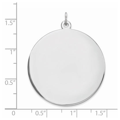 Sterling Silver Rhod-Plated Eng. Rnd Polish Front/Back Disc Charm