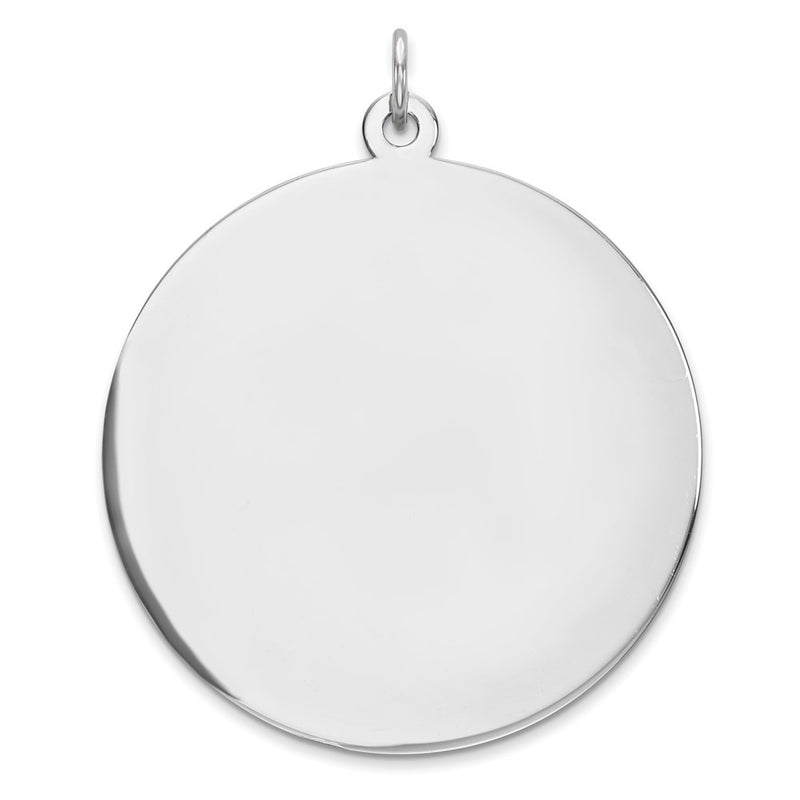 Sterling Silver Rhod-Plated Eng. Rnd Polish Front/Back Disc Charm