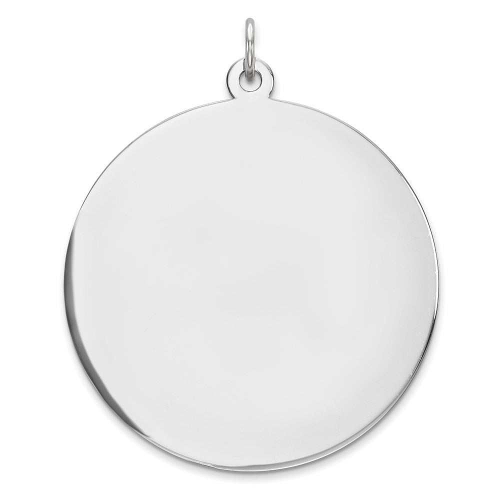 Sterling Silver Rhodium Plated Eng. Rnd Polish Front/back Disc Charm