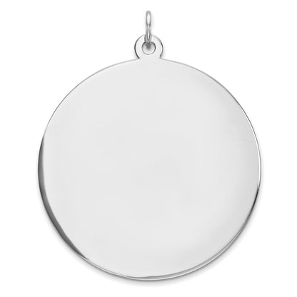 Sterling Silver Rhodium Plated Eng. Rnd Polish Front/back Disc Charm