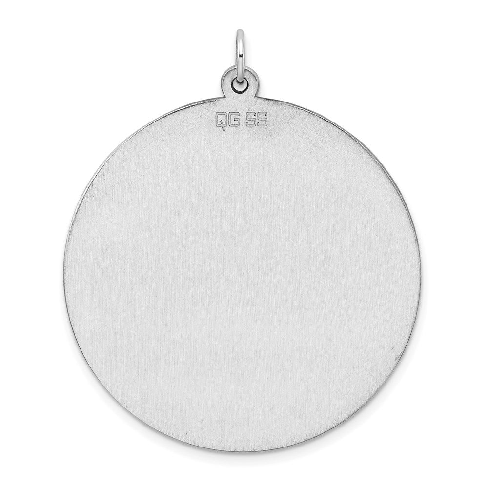 Sterling Silver Rhodium Plated Eng. Rnd Polish Front/back Disc Charm