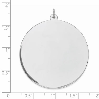 Sterling Silver Rhod-Plated Eng. Rnd Polish Front/Back Disc Charm