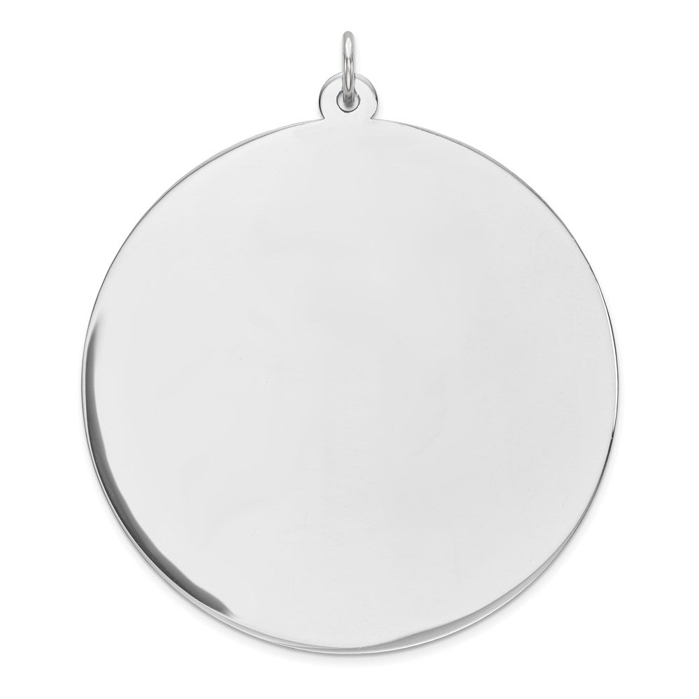 Sterling Silver Rhod-Plated Eng. Rnd Polish Front/Back Disc Charm