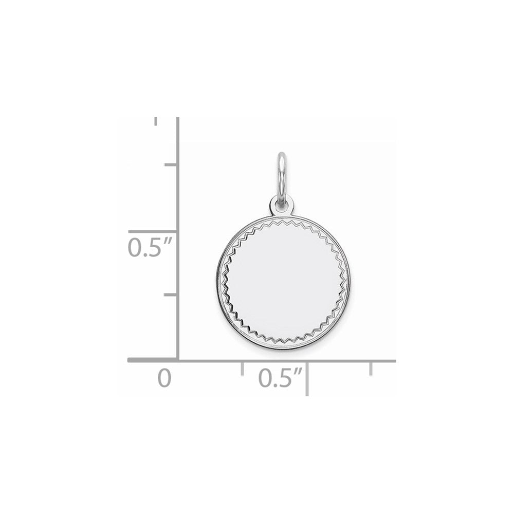 Sterling Silver Rhodium Plated Eng. Rnd Polish Front/back Disc Charm