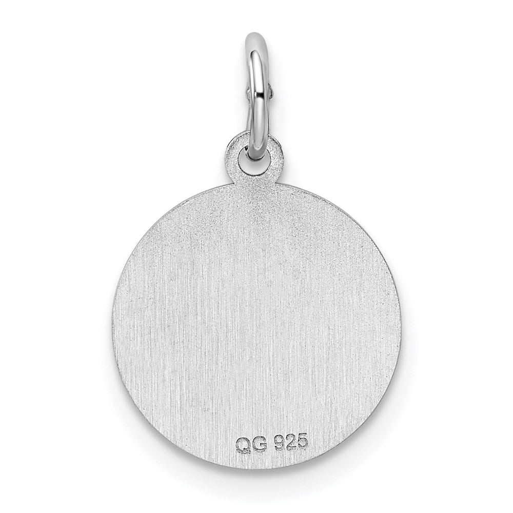 Sterling Silver Rhodium Plated Eng. Rnd Polish Front/back Disc Charm