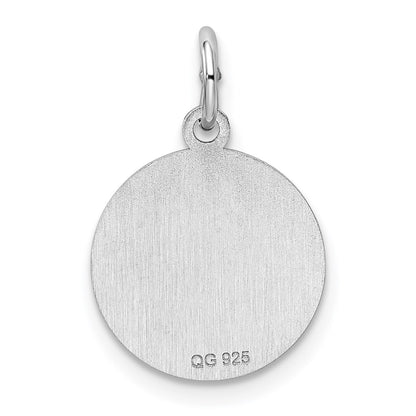 Sterling Silver Rhodium Plated Eng. Rnd Polish Front/back Disc Charm
